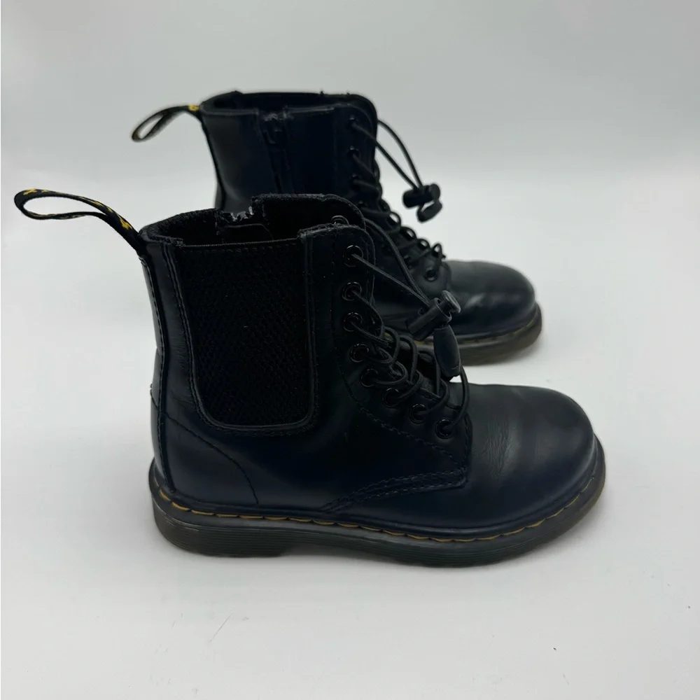 Dr. Martens Junior 1460 Harper Girls Size 11 Black Lace Up Boots Side Zip Combat